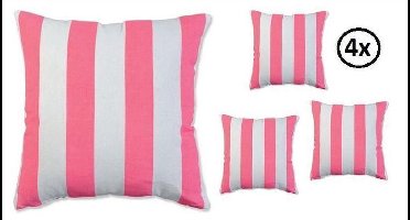 4x Sierkussen hoes roze/wit 40x40cm