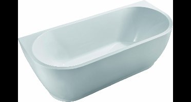 Wiesbaden Wall half vrijstaand ligbad 170x75cm inclusief chromen waste acryl wit