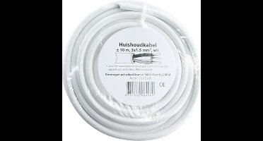 Q-Link Huishoudkabel VMVL - Aderdoorsnede 3 x 1,5 mm² - Totale Lengte 10 Meter - Kleur Wit - Doorsnede 7 x 7 mm - Gewicht 1040 Gram - Per Stuk in Folie - Land van Herkomst Duitsland