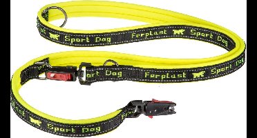 hondenriem Sport 200 x 2,5 cm nylon geel/zwart