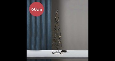 Metalen kerst kegel met 64 LED lampjes - 60 cm