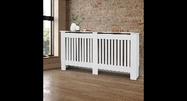 ECD Germany home style serie radiator hoes verwarming omkasting met landelijke stijl afmetingen 152x19x82 cm kleur wit vervaardigd uit gelakt MDF ideaal voor woonkamer en slaapkamerinterieur
