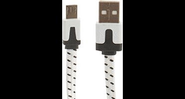 Grundig Oplaadkabel Micro-usb 2 Meter Nylon Wit/zwart