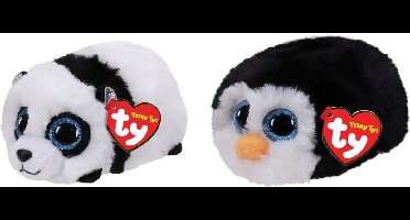 Ty - Knuffel - Teeny Ty's - Bamboo Panda & Waddles Penguin