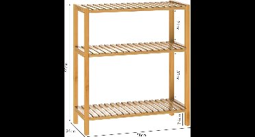 Casaria Schoenenrek - met 3 planken - 66x58x26 cm Bruin