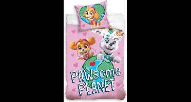 PAW Patrol Dekbedovertrek Pawsome Planet - Eenpersoons - 140x200 cm - Pink