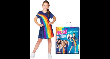 K3 verkleedkleding - Regenboogjurkje blauw 3/5 jaar - maat 116