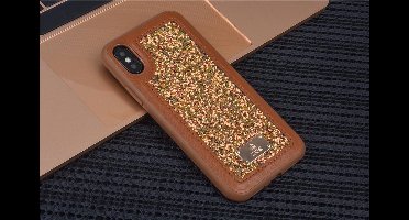UNIQ Accessory Hard Case glitter leren backcover voor iPhone Xs - Bruin