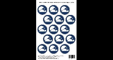 Pictogram sticker M031 - Gebruik de verstelbare kap van de tafelzaag - Ø50 mm - 15 stickers op 1 vel