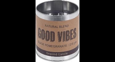 Geurkaars - in blik - eucalyptus met tekst Good Vibes - geurkaarsen