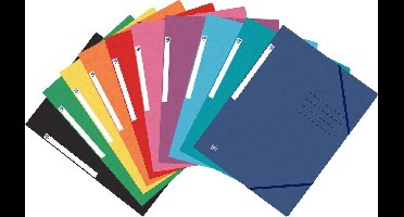 Oxford Top File + - elastomap - 3 kleppen - elastiek - A4 - assorti classic - pak 10 stuks