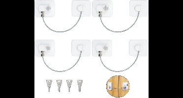 Set van 4 kindersloten voor ramen, koelkasten, kastdeuren, kindersloten voor kasten en laden, met sterke lijm, kindersloten voor koelkasten, wasmachines, ramen