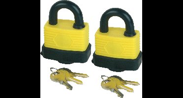 Bruder Mannesmann Hangslot met 3 sleutels - 2x - 30 mm - messing - waterdicht - kofferslot