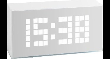TFA Dostmann 60.2012 - Wekker - Analoog - TIME BLOCK - LED Cifers - Binnentemperatuur - Alarm - Snooze - Datum - Infrarood Sensor - Schermverlichting - Rechthoek - Kunststof - Wit