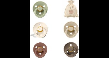 BIBS fopspenen T3 + speenzakje BolleToet - ivory, vanilla, dark oak, woodchuck en sage - 18+ maanden