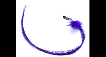 Festival/Ibiza haarclip met veer+lok donkerblauw