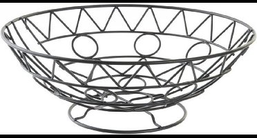 Items draadmand design fruitschaal - metaal - zwart - rond - 28 x 10 cm - Goede luchtcirculatie - Langer houdbaar