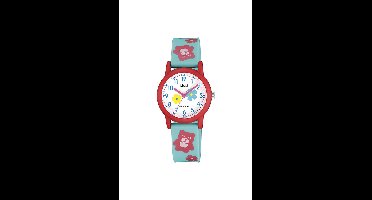 Q&Q V23A-003VY - Horloge - Sport - Analoog - Kinderen - Unisex - Plastic band - Rond - Kunststof - Cijfers - Knuffelbeer - Turkoois - Rood - Wit - 10 ATM