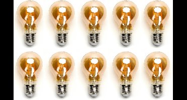 LED gloeilamp E27 amber glas - 10 stuks - 8W (=63W) - Warmwit 2200K - 850 lm