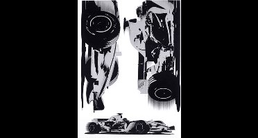 Muursticker - Formule 1 - Race auto - zwart - grijs- Zelfklevend - Muurdecoratie - Stickers - 50 x 70 cm - Komar