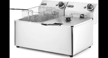 HENDI Friteuse 2 x 8 l, 7000 W RVS met koude zone en uitneembare tank