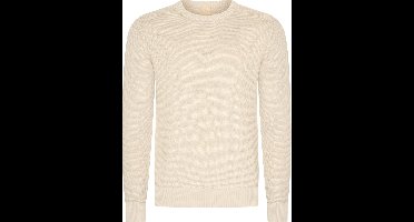 Mario Russo Waffle Pullover - Trui Heren - Sweater Heren - Beige/Ecru - M