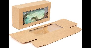 Kraft Doosje Met Kartelrand Venster 7x3,7x14 cm (25 Stuks)