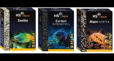HS - Zeolite + Carbon Active Kool + HS-aqua Algae Control - Filtervulling - Filtermateriaal - 3x 1 Liter - Combideal