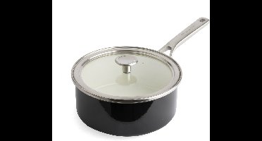 KitchenAid Steel Core Enamel steelpan 20cm 2,4L - Onyx Zwart - inductie - PFAS-vrij