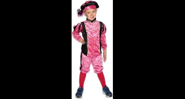 Witbaard - Kostuum - Piet - Velours - Roze/zwart - mt.116