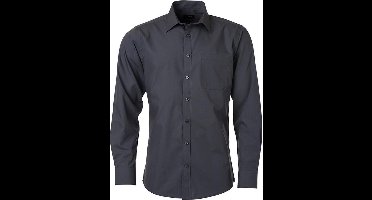 James and Nicholson Heren Longsleeve Poplin Shirt (Koolstofgrijs)