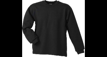 James and Nicholson Unisex Open Hem Sweatshirt (Zwart)