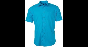 Daiber Herenshort Poplin Shirt met korte mouwen (Turquoise)