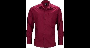 Daiber Heren Longsleeve Zakelijk Shirt (Wijn)