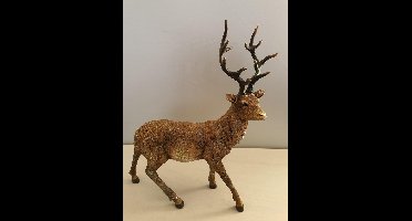 House of seasons Kerstdecoratie Hert H45cm Keramiek bruin/goud