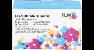 FLWR - Cartridges / Brother LC-900 Multipack / zwart en kleur / Geschikt voor Brother