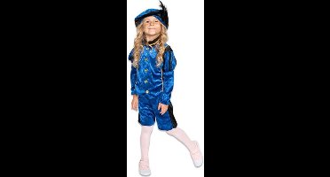 Comedia - Kostuum - Piet - Velours - Blauw/zwart - mt.164