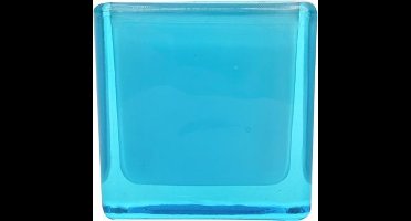 Cosy&Trendy Theelichthouder Vierkant - Blauw - 5 cm x 5 cm - Set-4