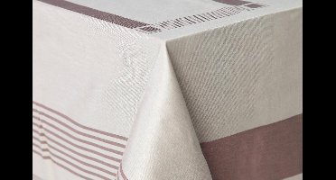 Damast Tafelkleed 160x160cm Lineair Bruin De Witte Lietaer