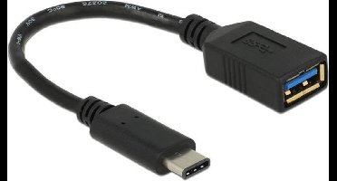 USB-C (m) - USB-A (v) (volledig bedekt) adapter - USB3.0 / zwart - 0,15 meter