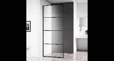 Inloopdouche Wiesbaden Horizon - 110 x 200cm - Incl. Zwarte Stabilisatiestang - Mat Zwart