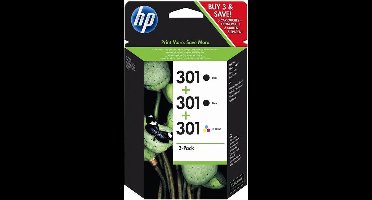 HP 301 box- Inktcartridge / Zwart 2x  / Kleur / 3-Pack