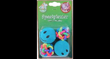 De Boon - Kattenspeelgoed - 2x smiley met 2x knoopbal