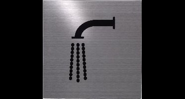 RVS deurbordje pictogram: Kraan | 5 jaar garantie | VIERKANT 125X125MM | Zelfklevend | Plakstrip