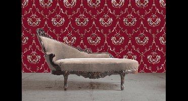 Dutch Wallcoverings Vlakvinyl medaillon - rood/goud