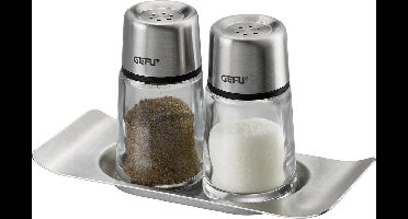 GEFU BRUNCH Zout- en Peperstrooierset – Glazen Strooiers met RVS Onderzetter – Vaatwasserbestendig