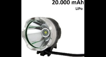 1200 lumen MTB/race LED koplamp CREE T6 USB aansluiting - EXTREEM veel licht -100 meter- met 20.000mAh LiPo Powerbank