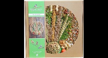Voederkrans met pindanet en decoratie Ø 28 cm. Cadeautip! Krans voor buitenvogels