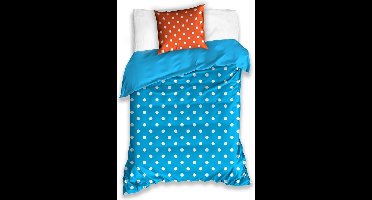 Carbotex Dekbedovertrek Polkadotpatroon Oranje/blauw 140 X 200 Cm