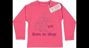 VIB® - Baby T-Shirt Born To Shop (Roze)-(3-6 mnd) - Babykleertjes - Baby cadeau - zwangerschap aankondiging - geboorte cadeau